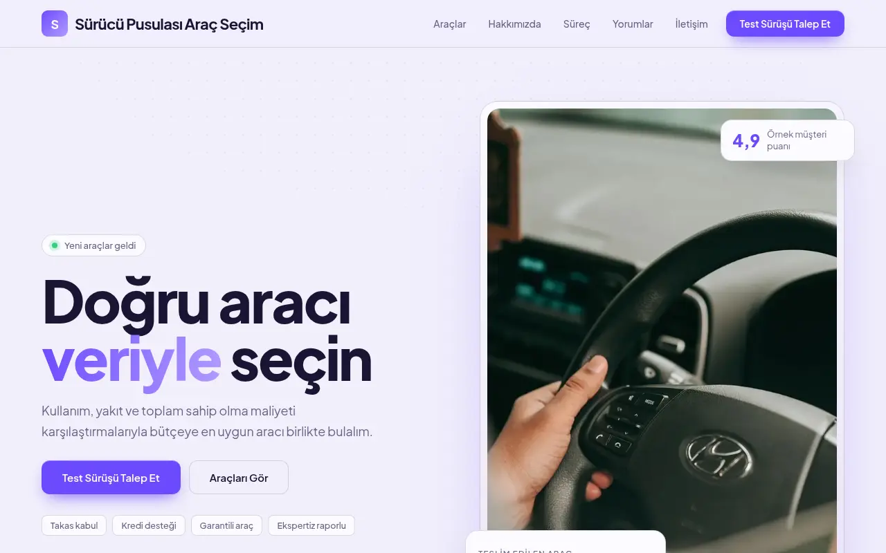 Premium Oto Galeri Web Sitesi — Sürücü Pusulası Araç Seçim